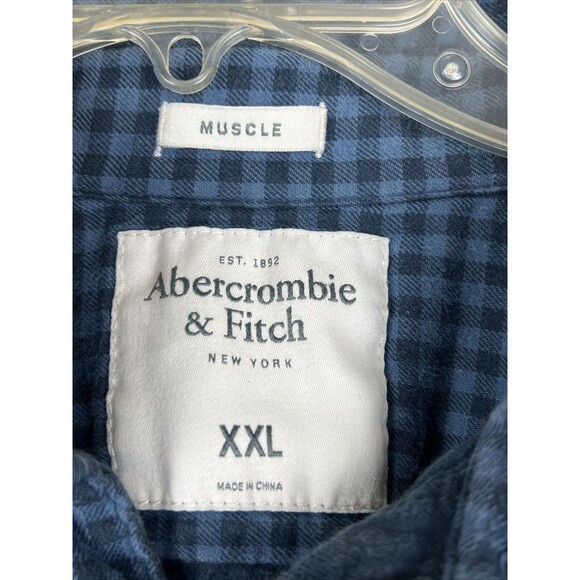 Abercrombie & Fitch Plaid Button Shirt Muscle Fit  Men's Size 2XL EUC Read - Picture 3 of 10